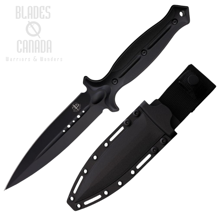 Begg Knives Filoso Fixed Blade Dagger Knife, 1095HC Black, Nylon Black, BG026
